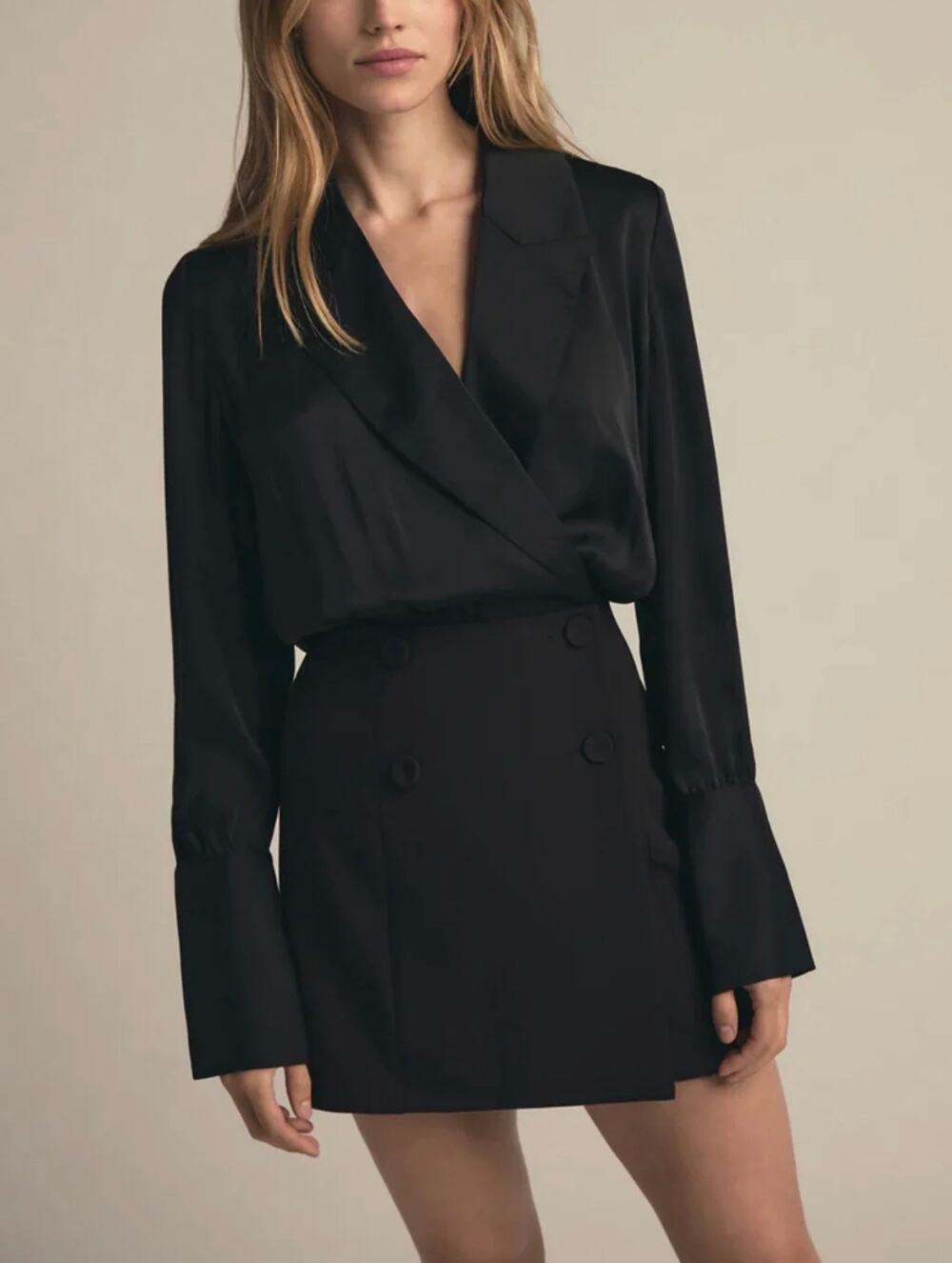 Favorite Daughter Black Tuxedo Blazer Wrap Mini Dress Size 2 NWOT